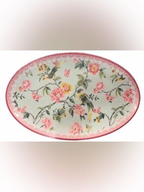 SHABBY CHIC NWT 2pc disposable bird/floral/butterfly serving platters -16”